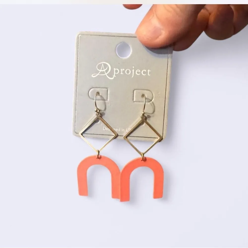 Aproject Pink and Gold Geometric Earrings Orange - Image 2