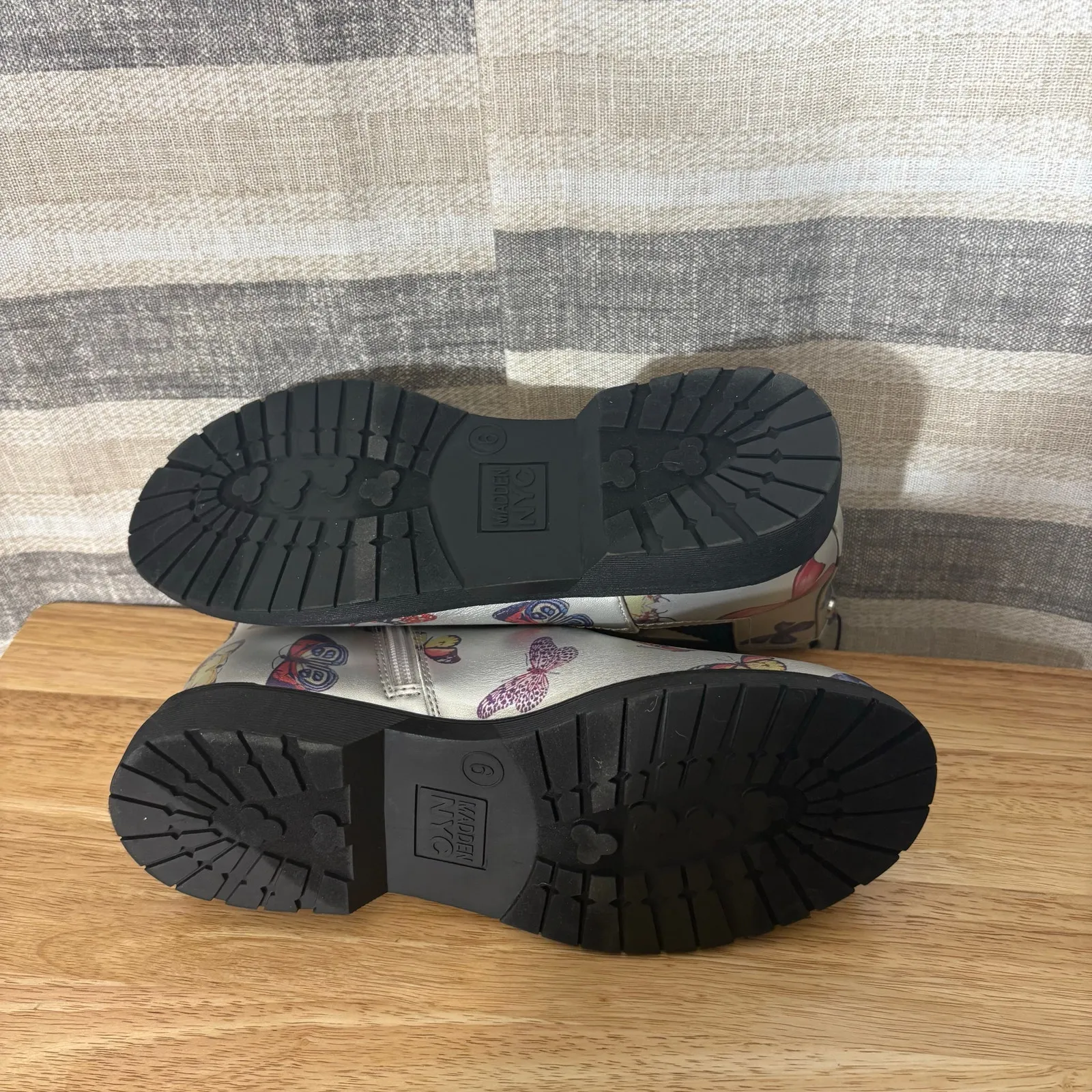 Madden NYC Silver Butterfly Ankle‎ Boots Size 6 - Image 8