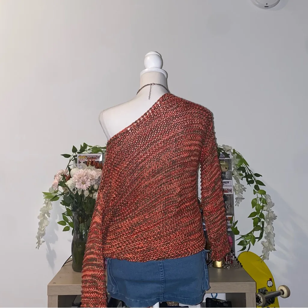 Zara knit 2000s style bohemian whimsical fairycore orange & red knit sweater - Image 3