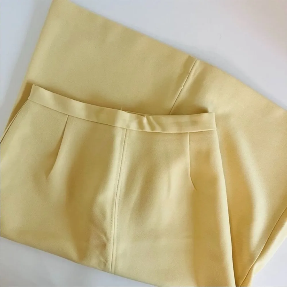 Vintage 70s Hippie Retro Pale Yellow Fitted Button Front Blazer & Midi Skirt Set - Image 8