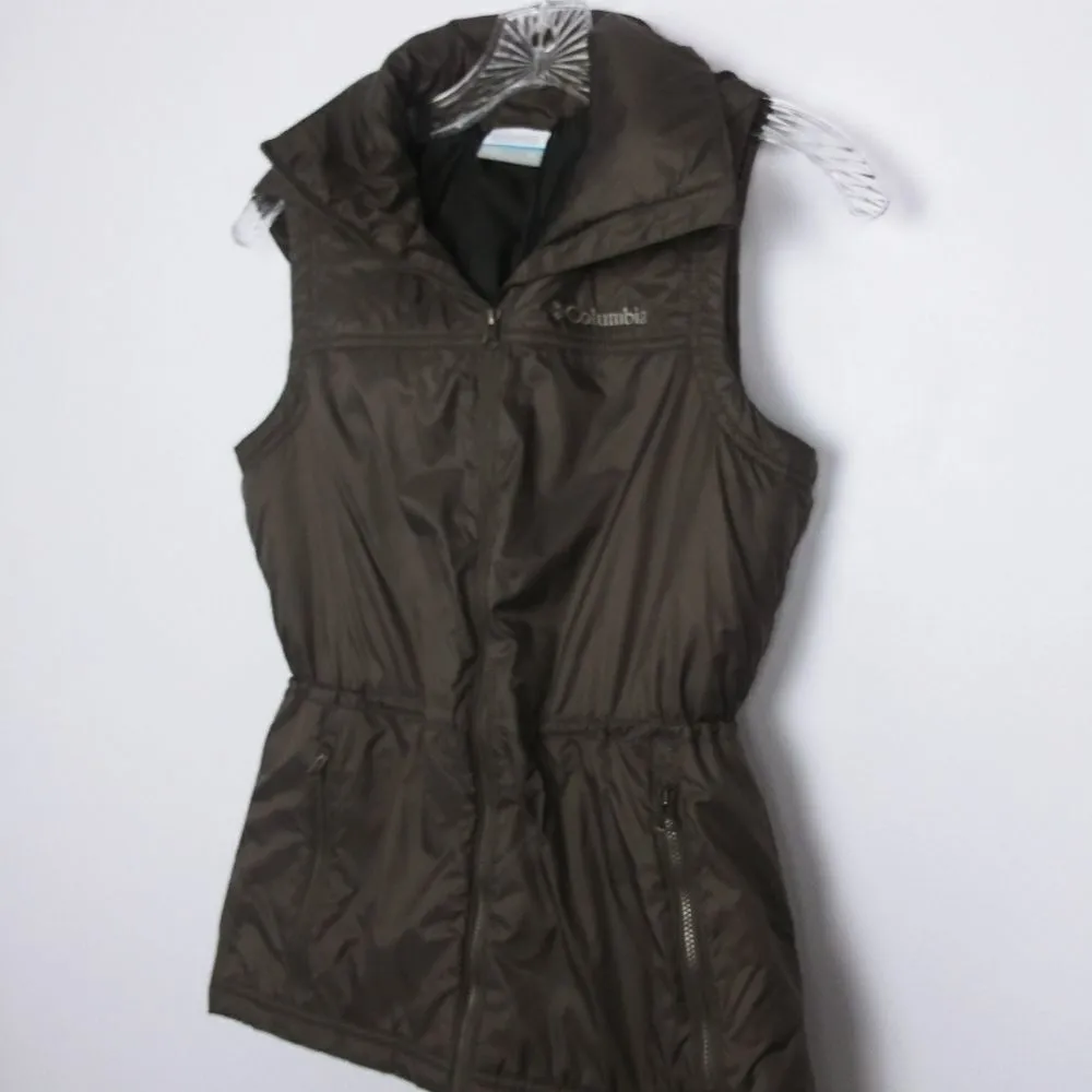 Columbia brown puffer vest with hoodie size XS - Image 2