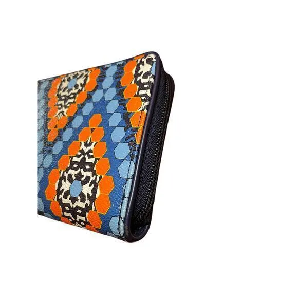 Vera Bradley Marrakesh Beads‎ Large Blue Orange Zip Card Travel Wallet/Wristlet - Image 4