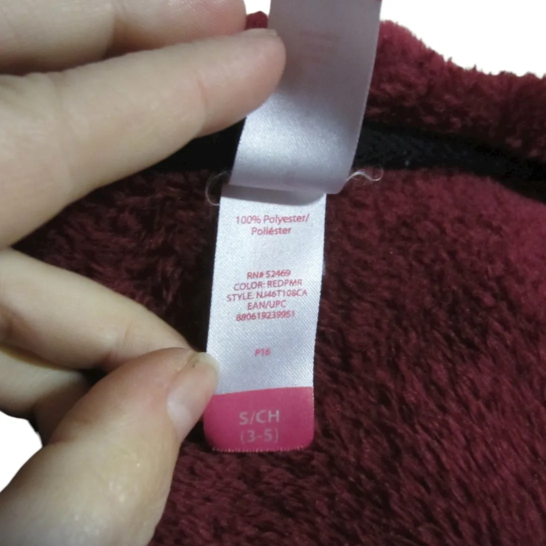 Y2K Plush Faux Fur Zip Up Hoodie No Boundaries Burgundy Size Small (3-5) - Image 4