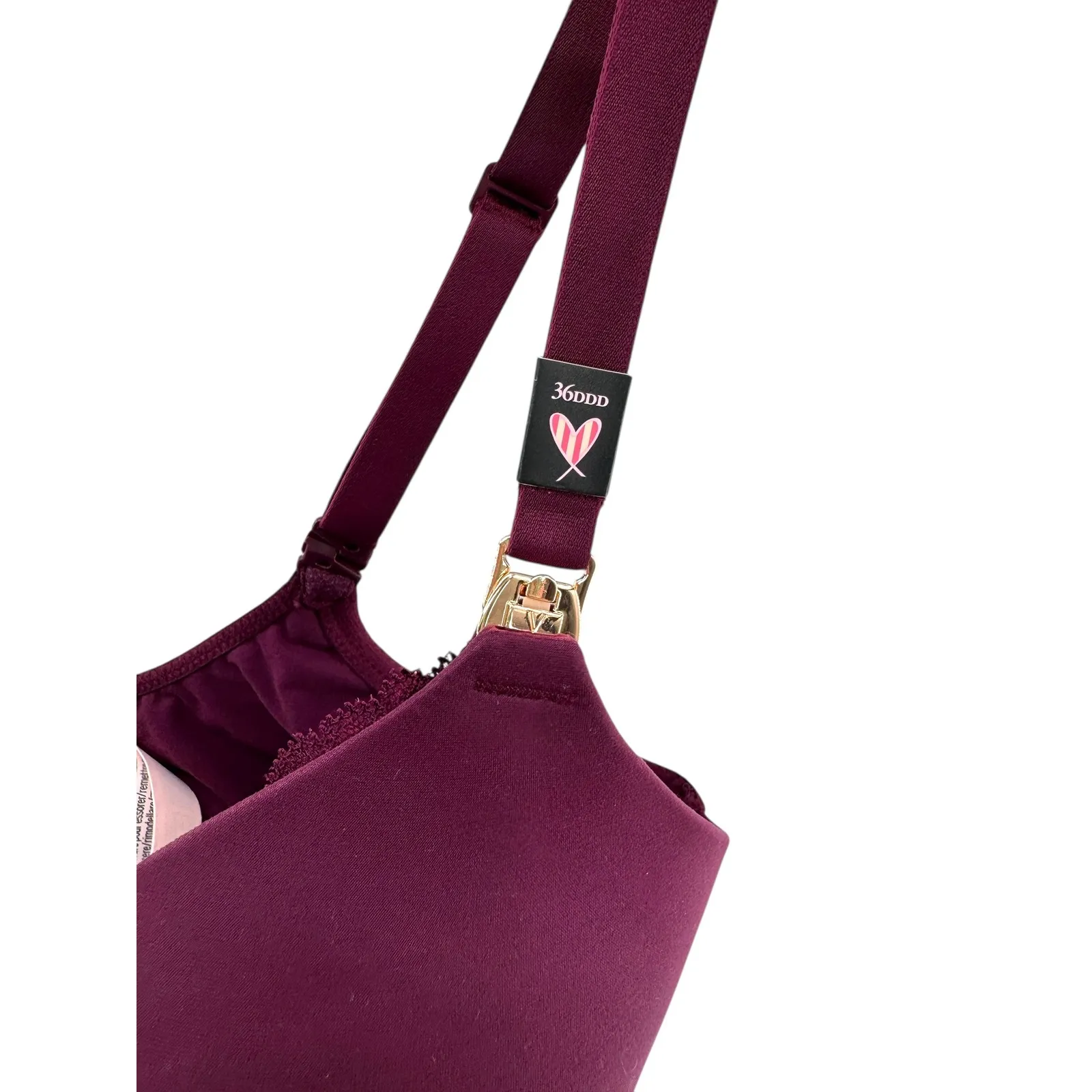 Victoria's Secret Body by Victoria Wireless Nursing Bra 36DDD Burgundy Lace Wing - Image 8