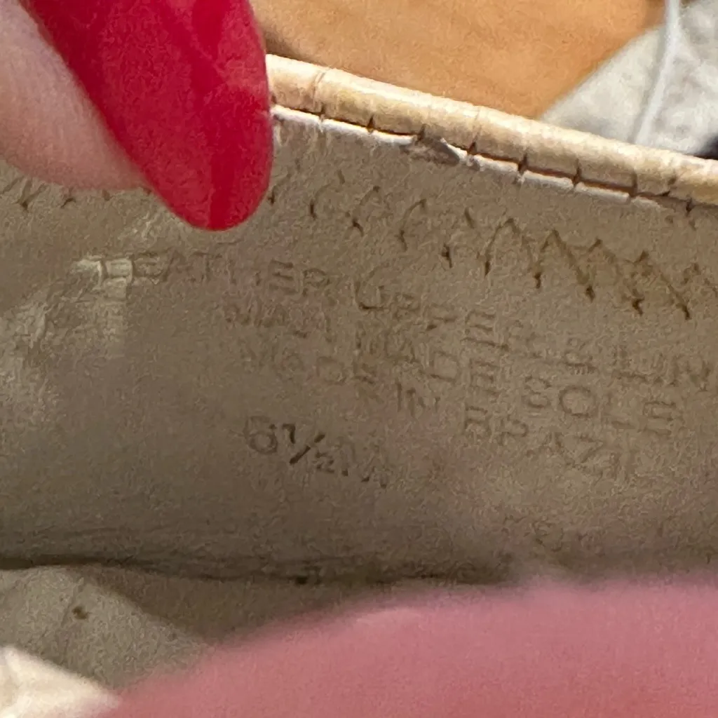 TORY BURCH Beige Cream Snake Print Ballet Flats Slipon Round Toe Gold Shoes 6.5 - Image 10