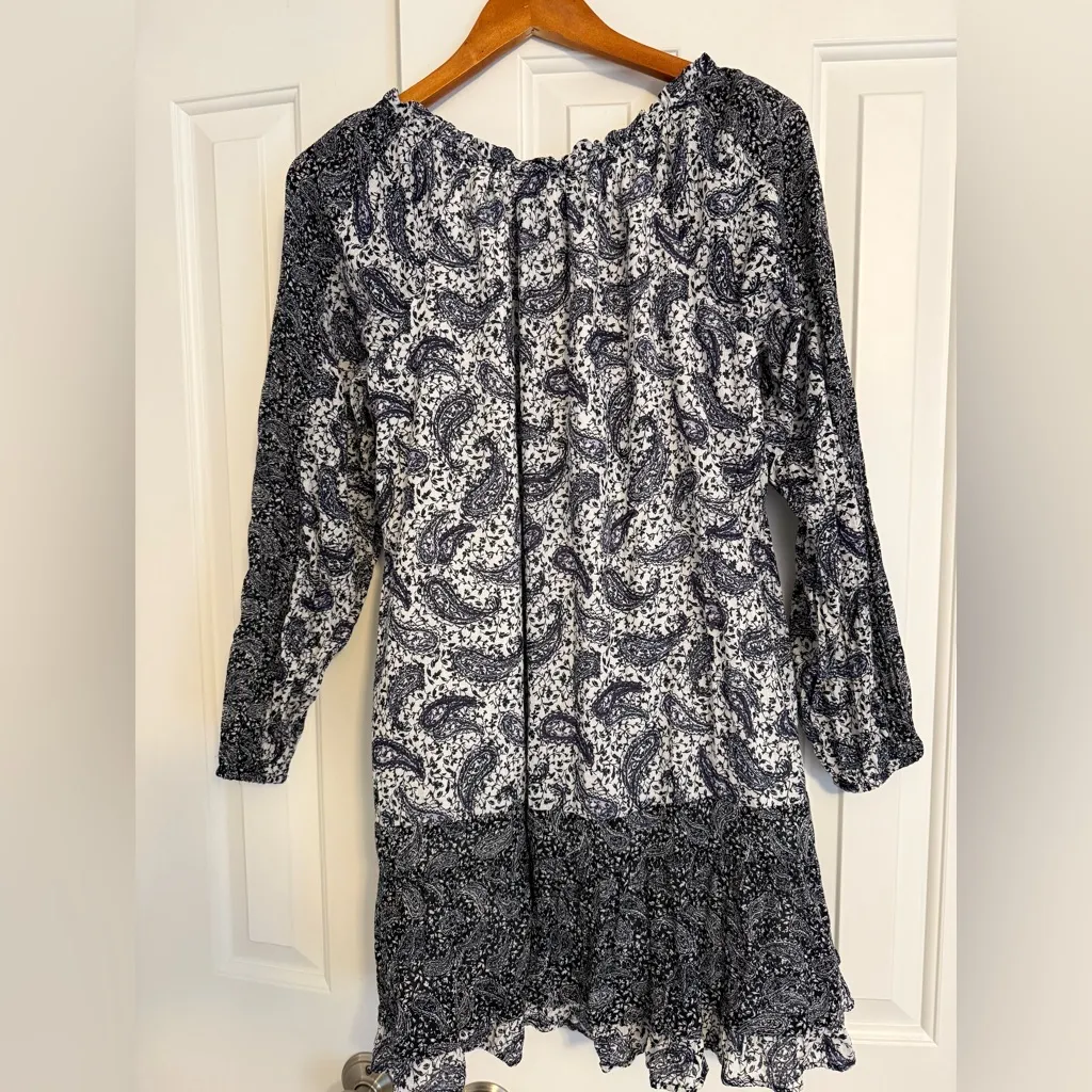 Sam Edelman Paisley Mini Rainey Scoop Neck Longsleeve Dress Size Small - Image 3
