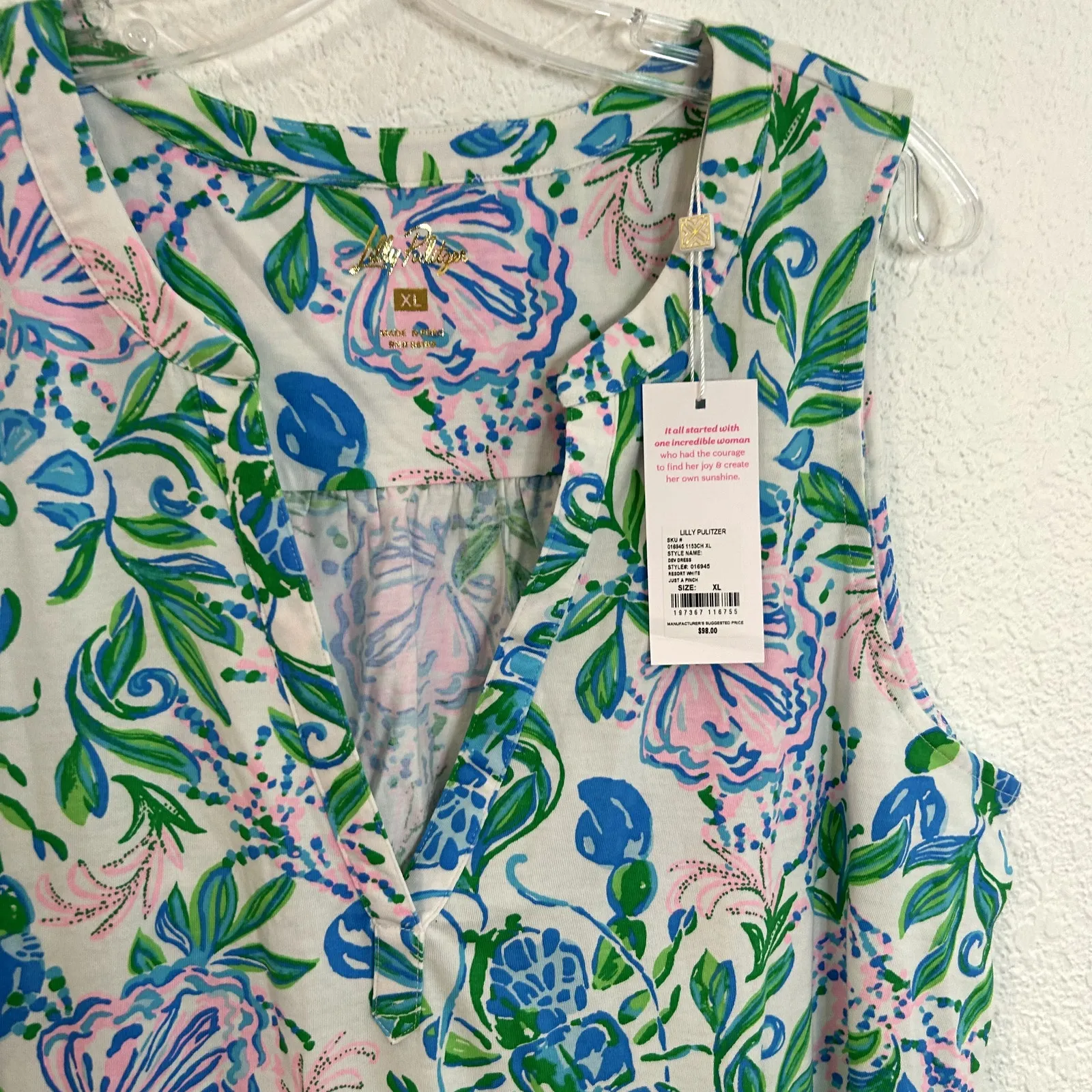 Lilly Pulitzer Dev Dress Womens Size XL Resort White Just A Pinch NWT Green Blue - Image 6