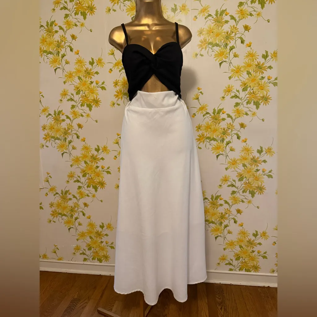 Two tone Black and White Maxi Dress size M Size M - Image 2