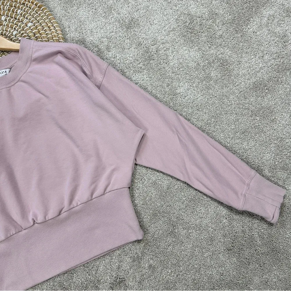 Athleta Retroterry Crewneck Sweatshirt Cropped Longsleeve in Smoked Mauve Pink M - Image 10