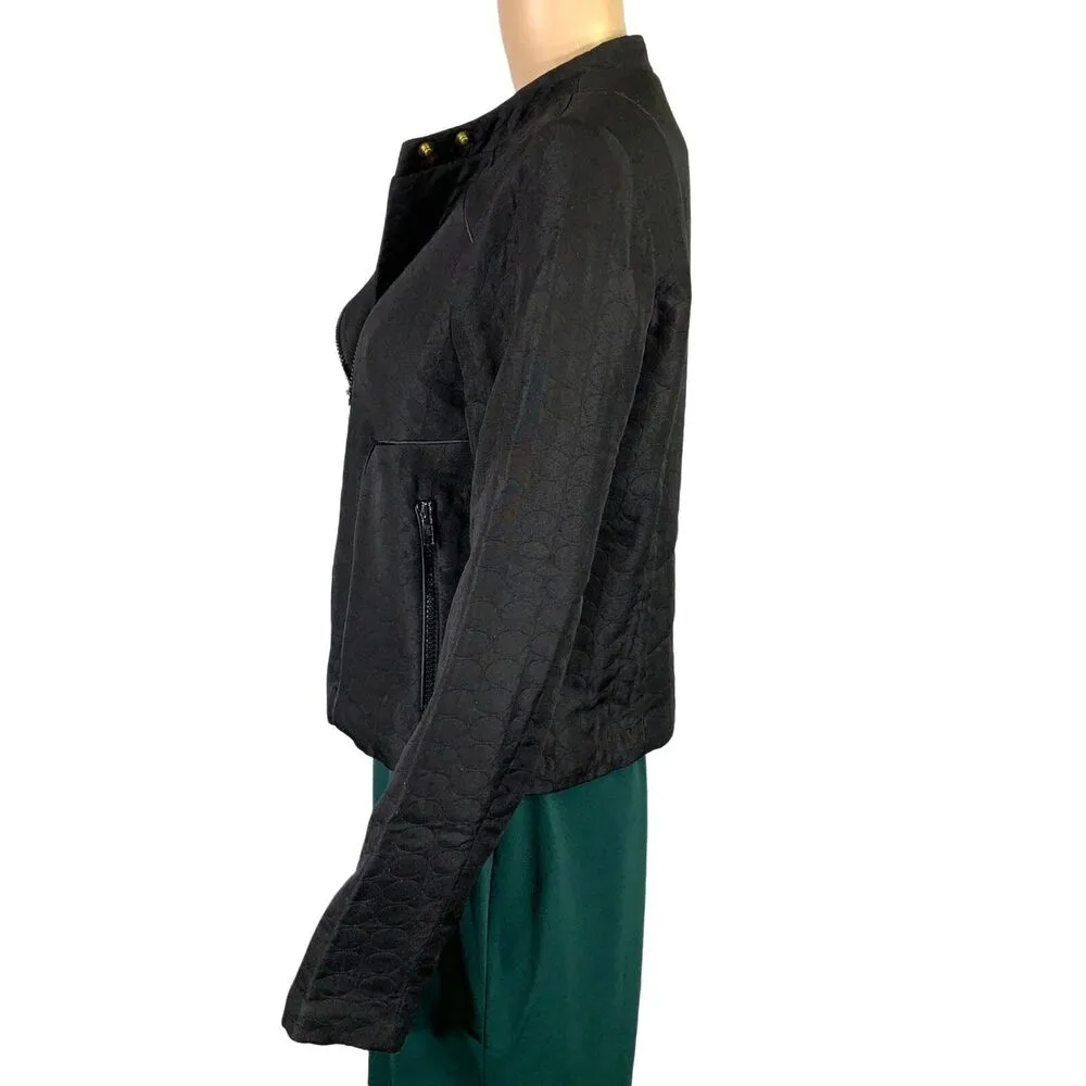 Vintage Worthington Womens Moto Jacket Quilted Full Zip Black Medium - Image 8