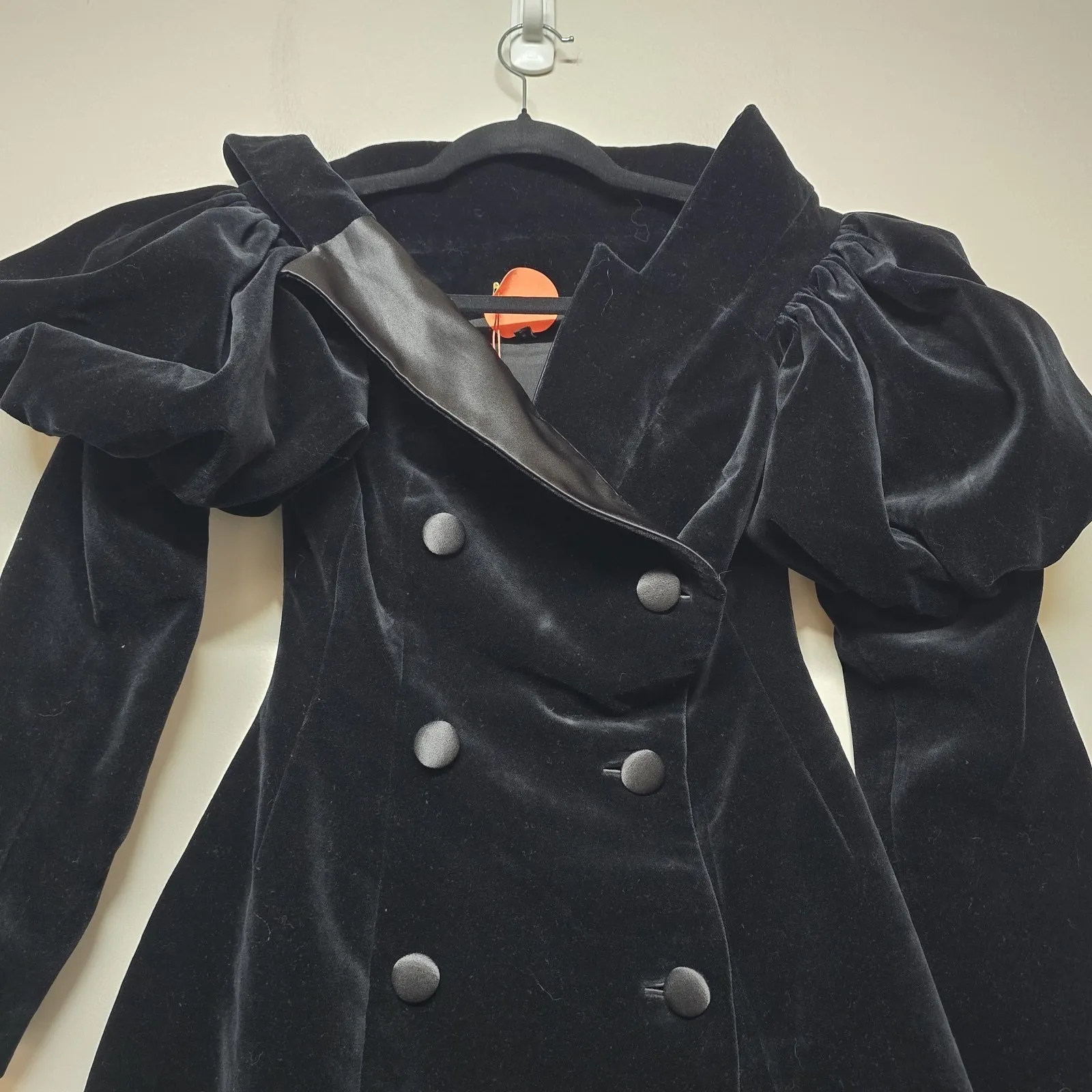 Marianna Senchina Womens Velvet Bohemian‎ Off Shoulder Jacket Dress Sz S NWT Black - Image 7