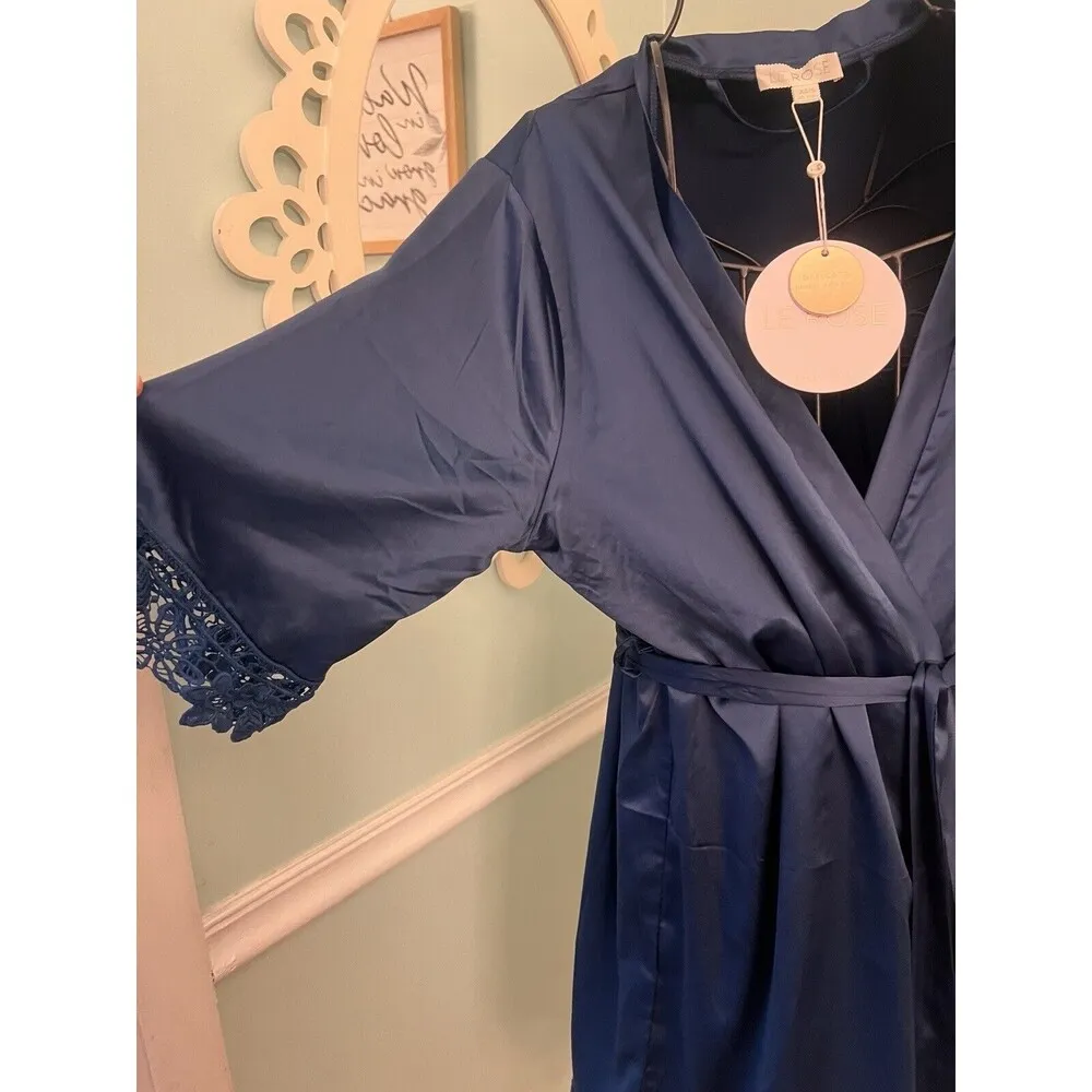 Le Rose Kimono Women's Nightwear Robes Dressing Gown Size S XS Blue NEW - Image 2