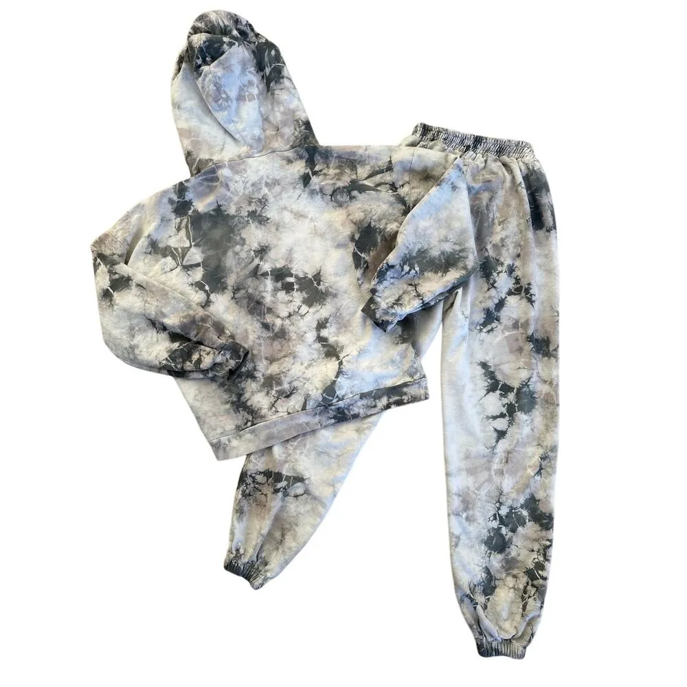 Lovers & Friends - Mackenzie Marble Tie Die Hoodie & Joggers in Gray & White - Image 6