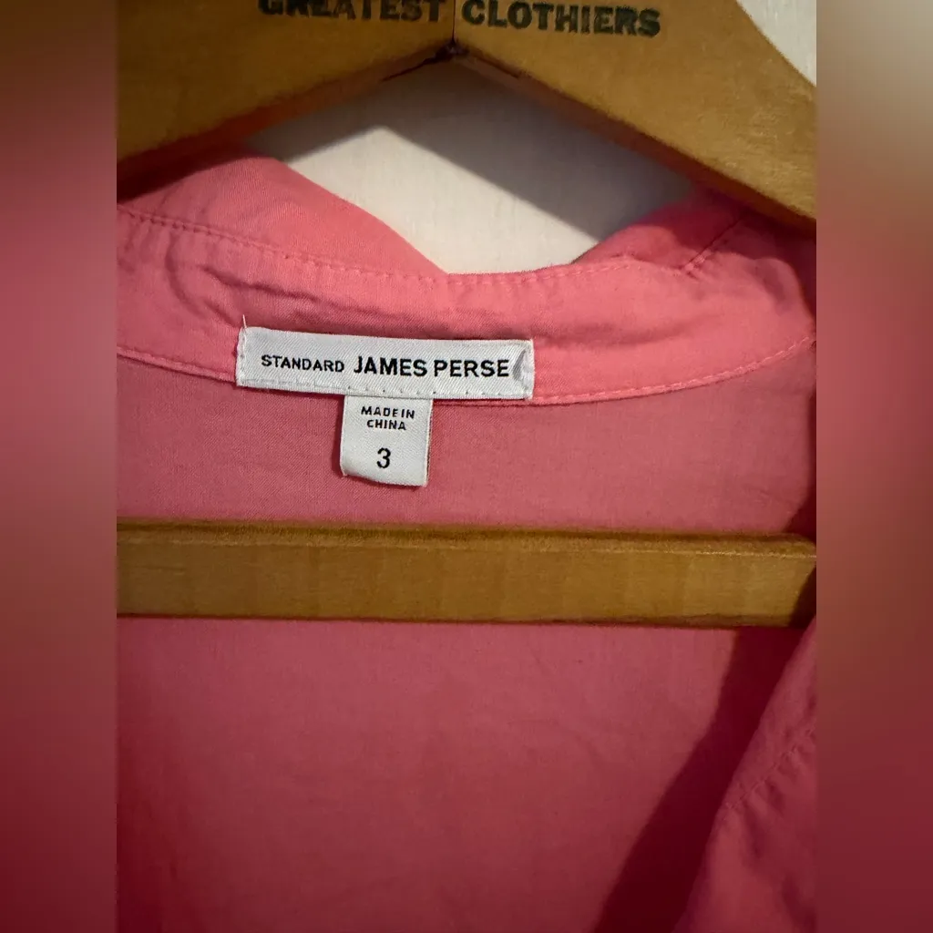 James Perse size 3 pink button down in pink. 100% cotton. Three flaws noted - Image 3