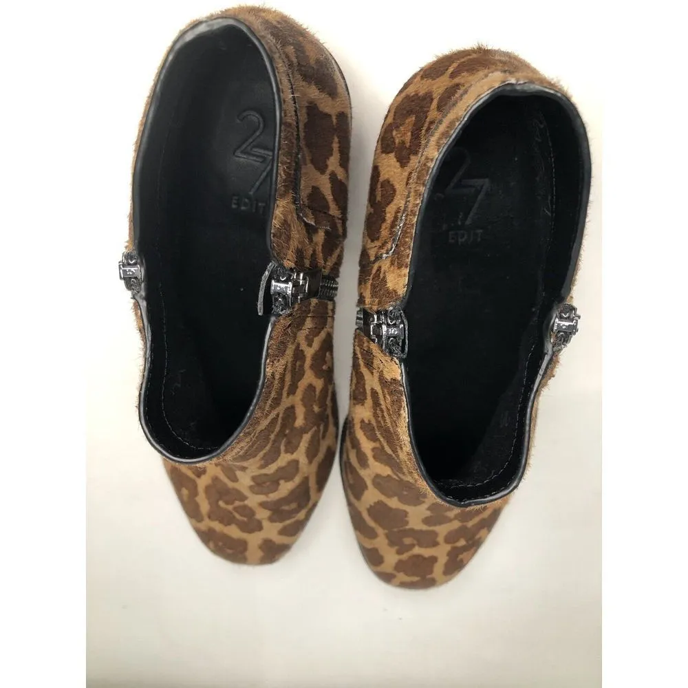 27 Edit Real Fur Cow Dyed‎ Hair Animal Print Ankle Boots Women's Size 7.5 Brown - Image 11