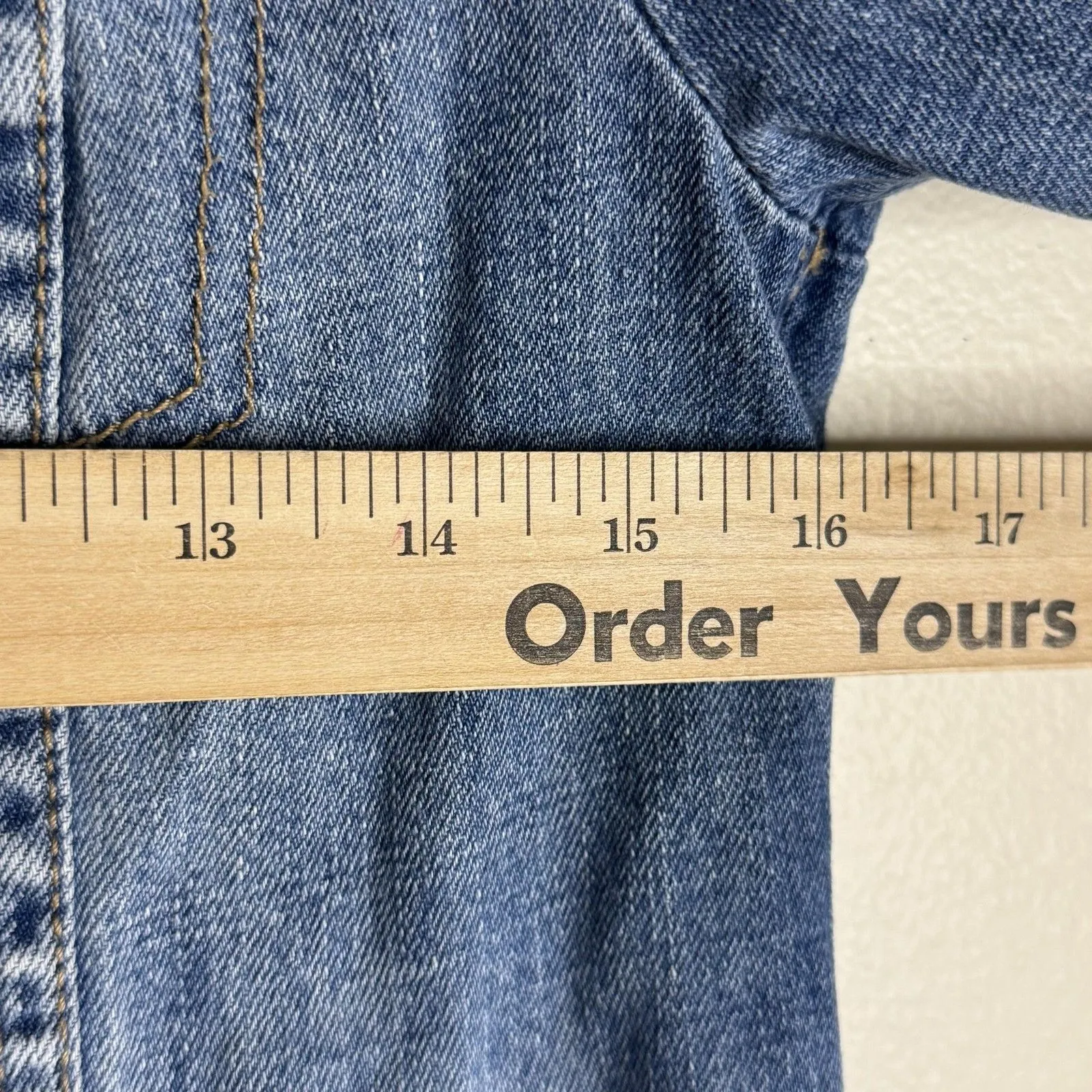 Abercrombie & Fitch Jacket Womens Small Blue Denim Distressed Jean Trucker Coat - Image 8