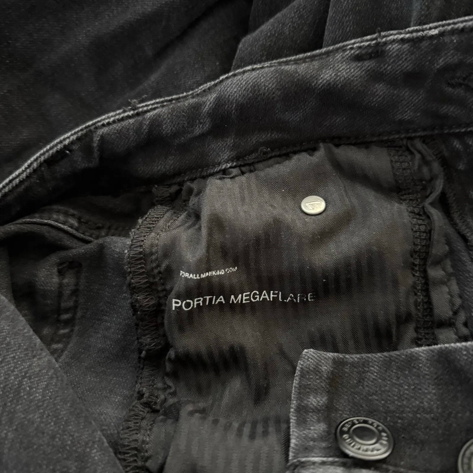 7 For All Mankind Portia Megaflare Jeans Sailor Black Women’s 26 Flare Boho 70's - Image 11