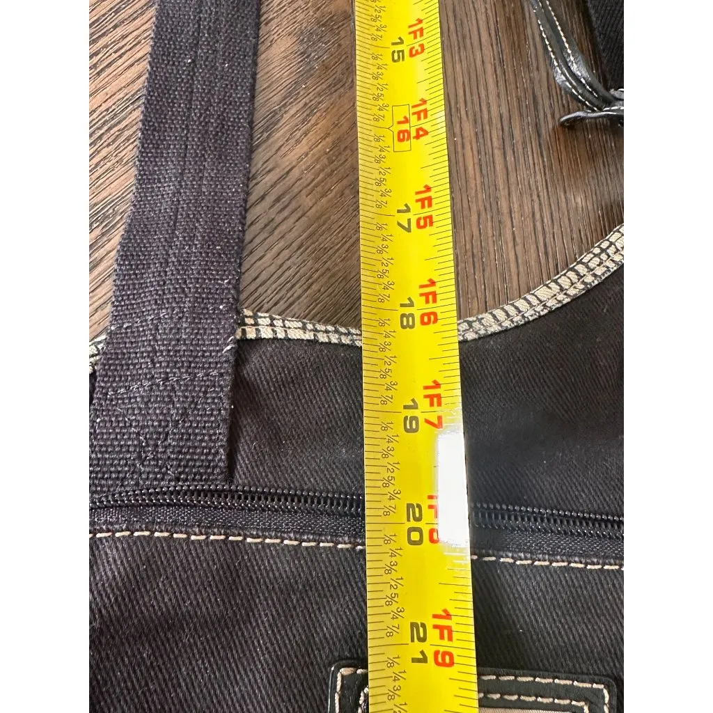 Fossil Black Crossbody Canvas Bag Embroidered Floral Patch & Adjustable … - Image 4