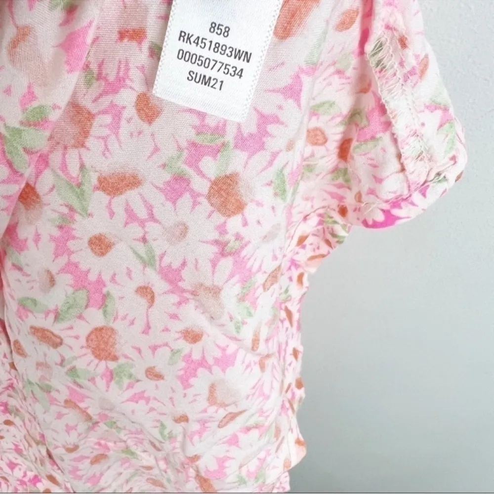 Abound Floral V-neck Halter Neck Skater Mini Dress Size 1X NEW Pink/White - Image 8