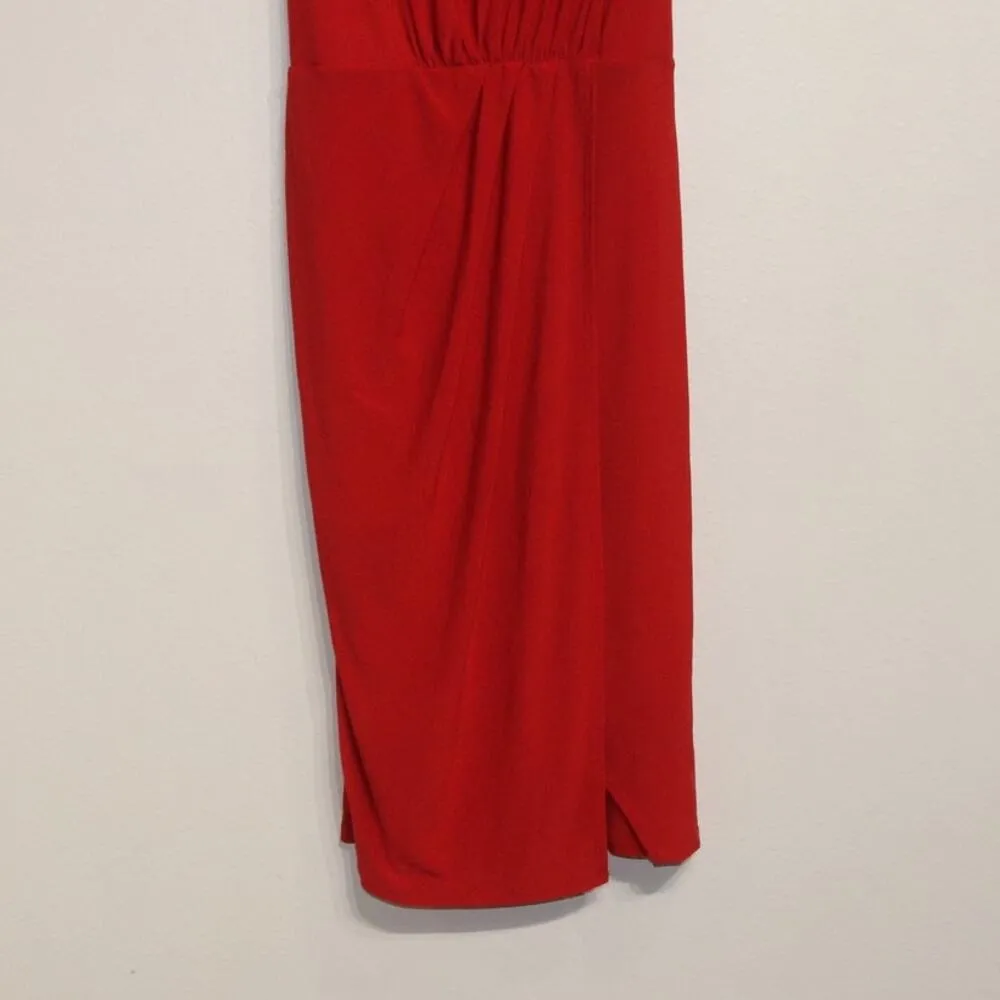 Superfoxx Red California Dreams Red Midi Faux Wrap Dress Sz L - Image 4