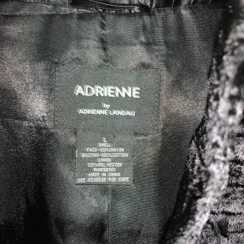 Excellent Adrienne Landau Luxury Faux Fur Fashion Bell Sleeves Black Coat Size L - Image 2