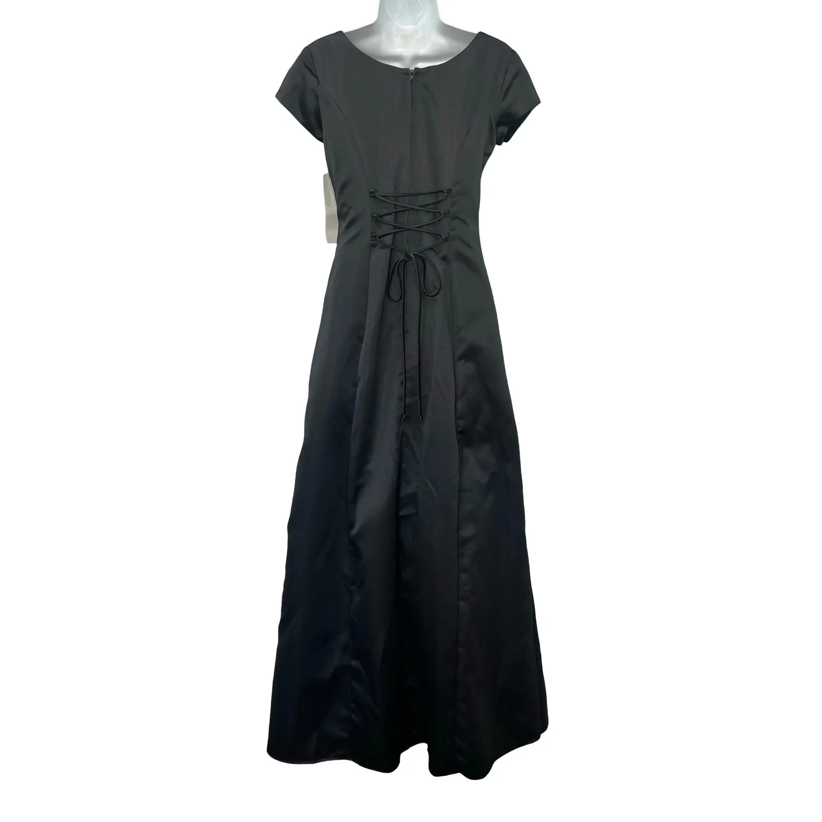 Vintage Black White Tuxedo Cap Sleeve Polka Dot Formal Dress Prom Gown sz 2 NEW - Image 3