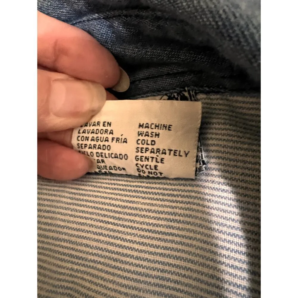 Vintage women's size medium shirt blue pinstripe button - Image 10