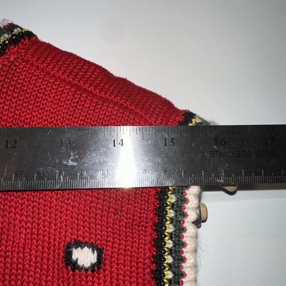 Vintage Cullinane Panda Bear Holiday Sweater Red Small 1980s Wool &Rabbits Hair - Image 5