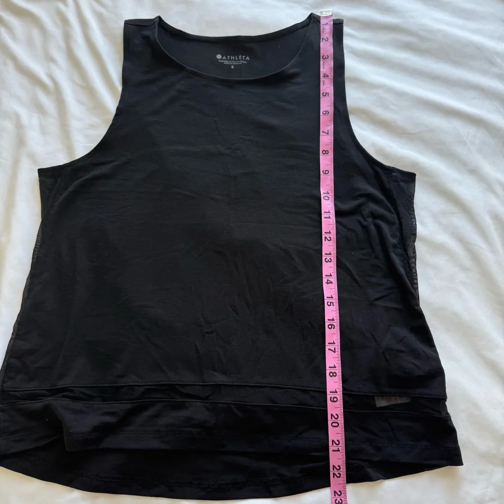 Athleta Essence Mesh Trim Tank Top Active Athletic Gym Workout Small Back Sheer - Image 7