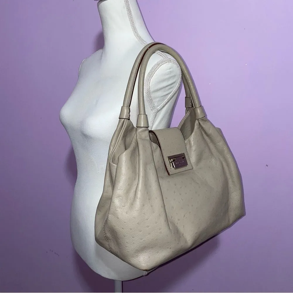 Kate Spade Ostrich Embossed Leather Handbag Stevie Windsor Square Alexander Ave - Image 2