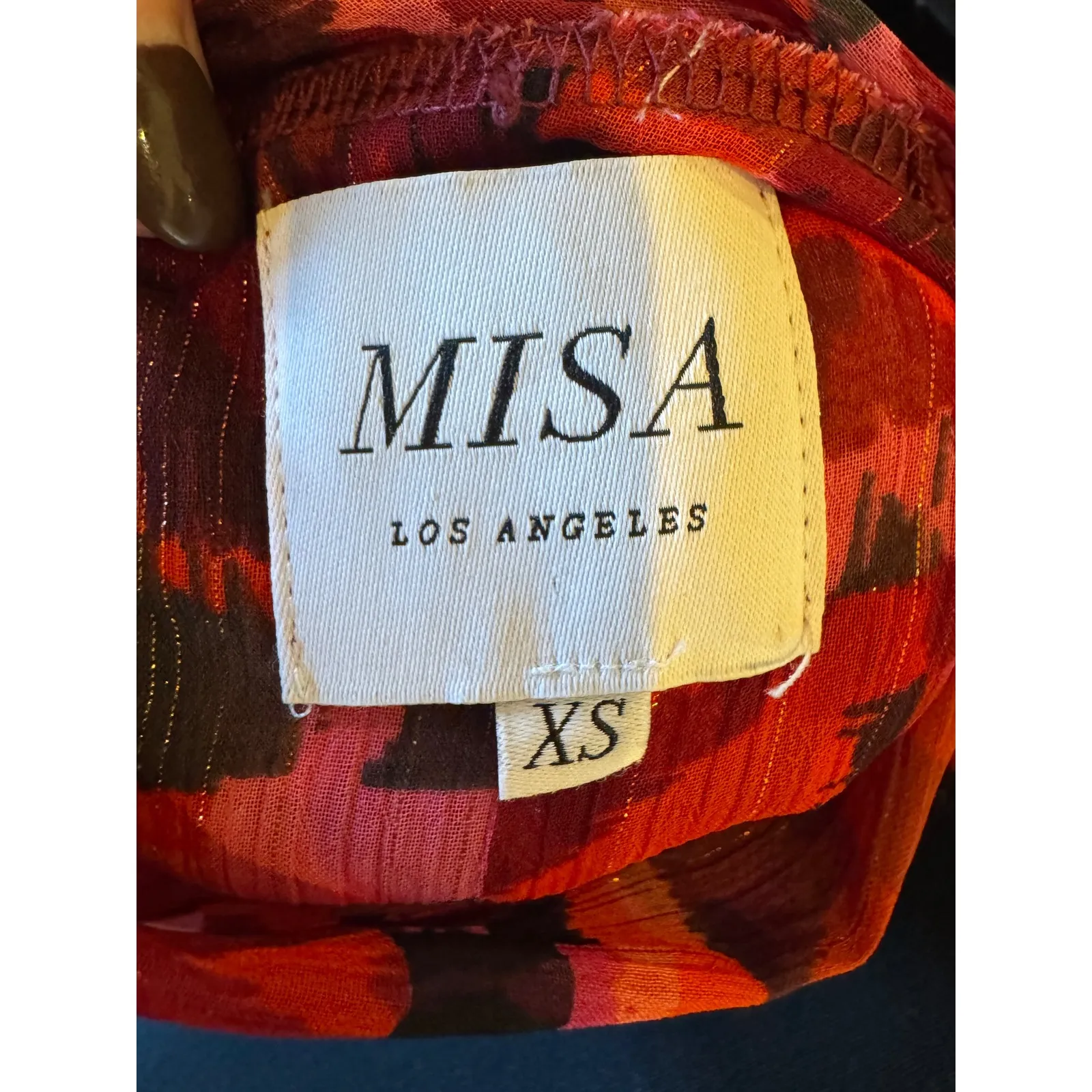 MISA Los Angeles‎ Dress Women XS Red Flora Rosada Floral Saffie Tie Neck Mini - Image 10