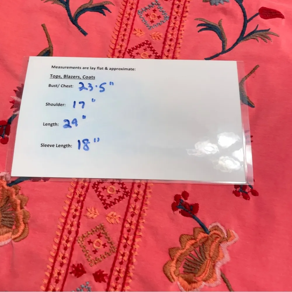 Soft Surroundings Pink Embroidered
Floral Tunic Top Size XL Made in India - Image 8