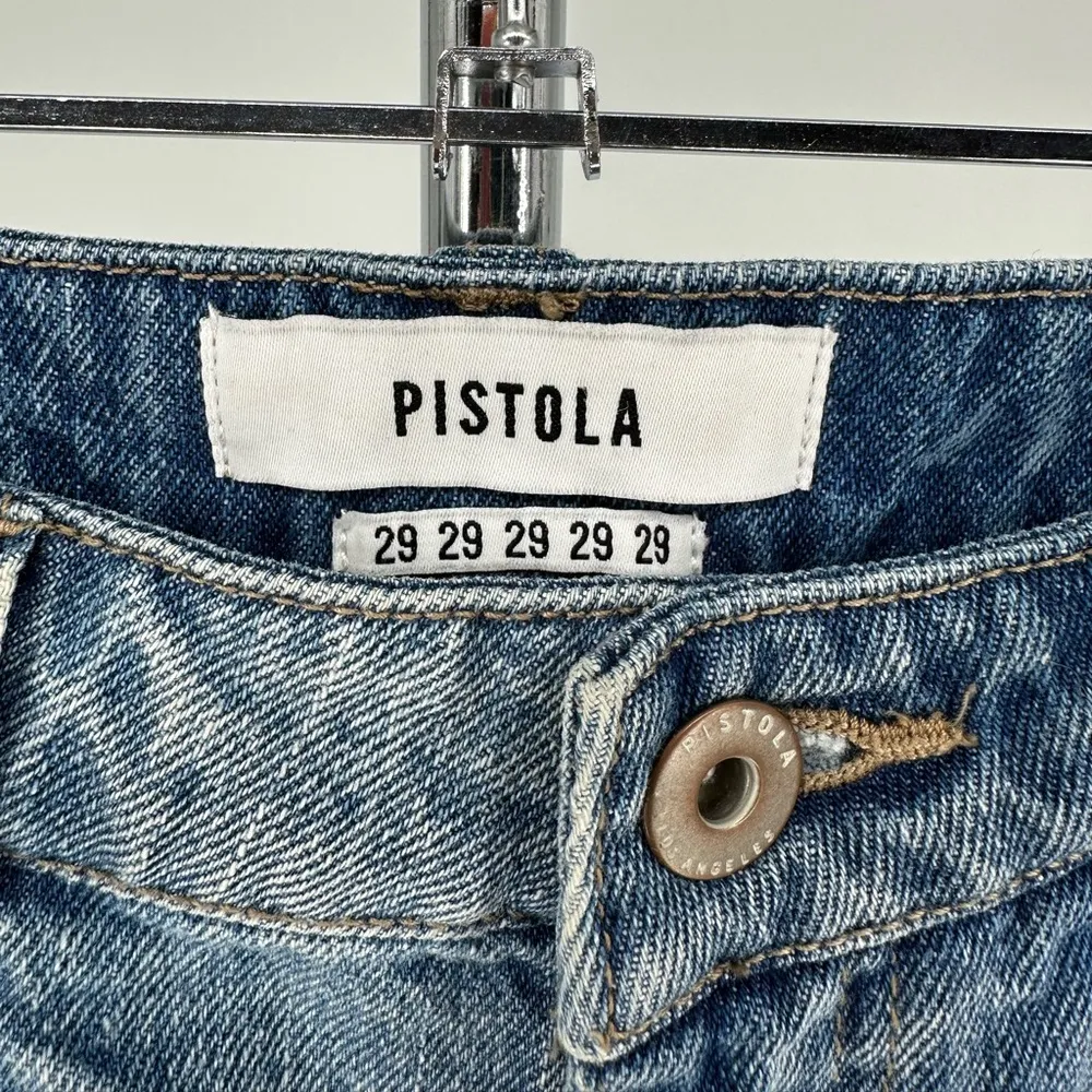 Pistola Distressed Raw Hem Cutoff Shorts with Contrast Navy Side Stripe size 29 - Image 8