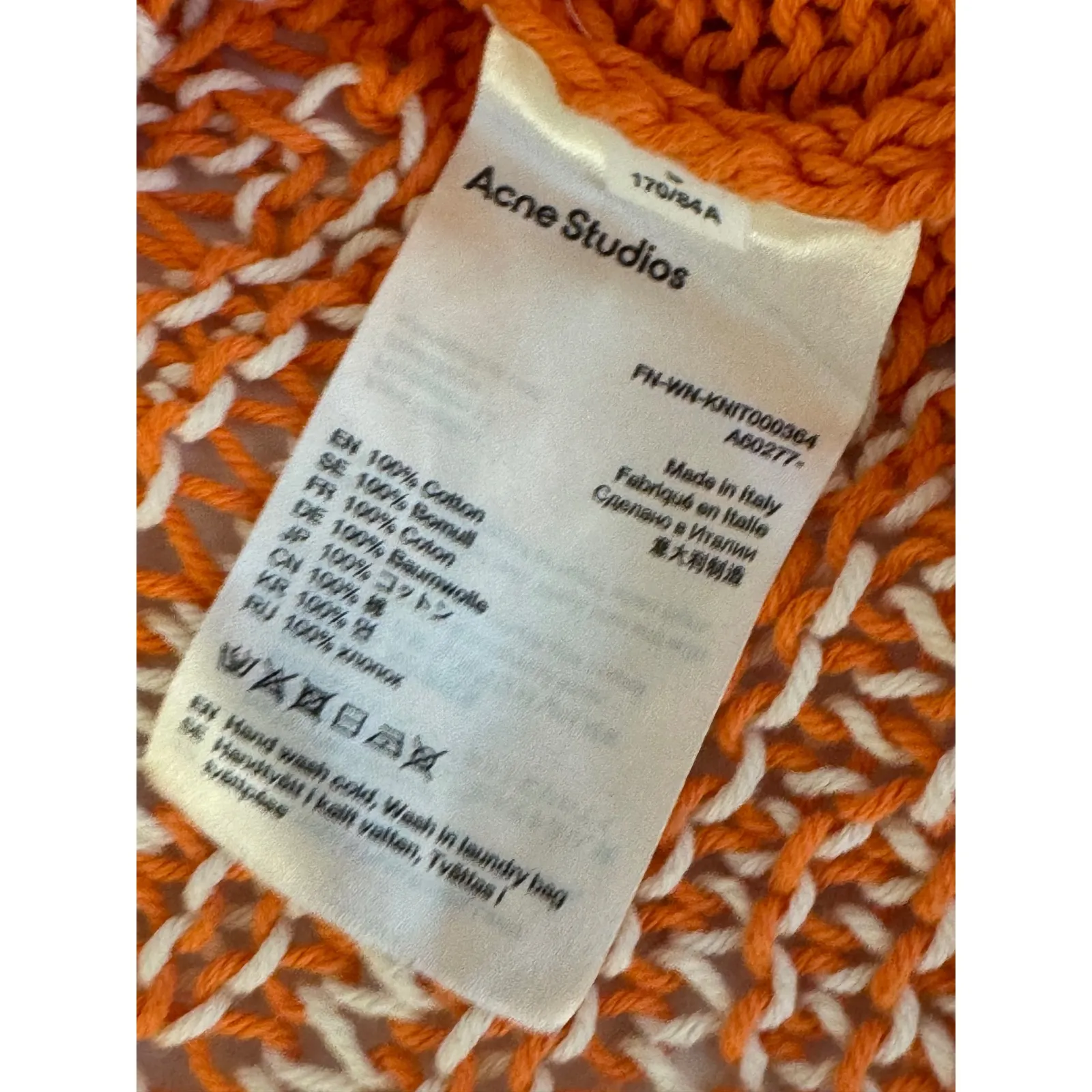 Acne Studios  Knit Sweater – Orange/White – Size M - Image 4