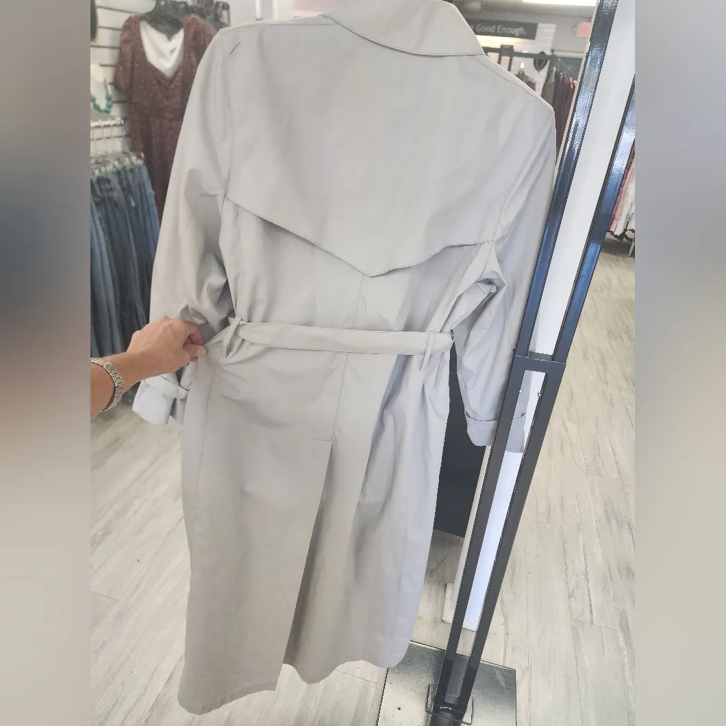 London Fog VINTAGE Longline Button Up Down Belt Tie Winter Trench Coat Jacket - Image 5