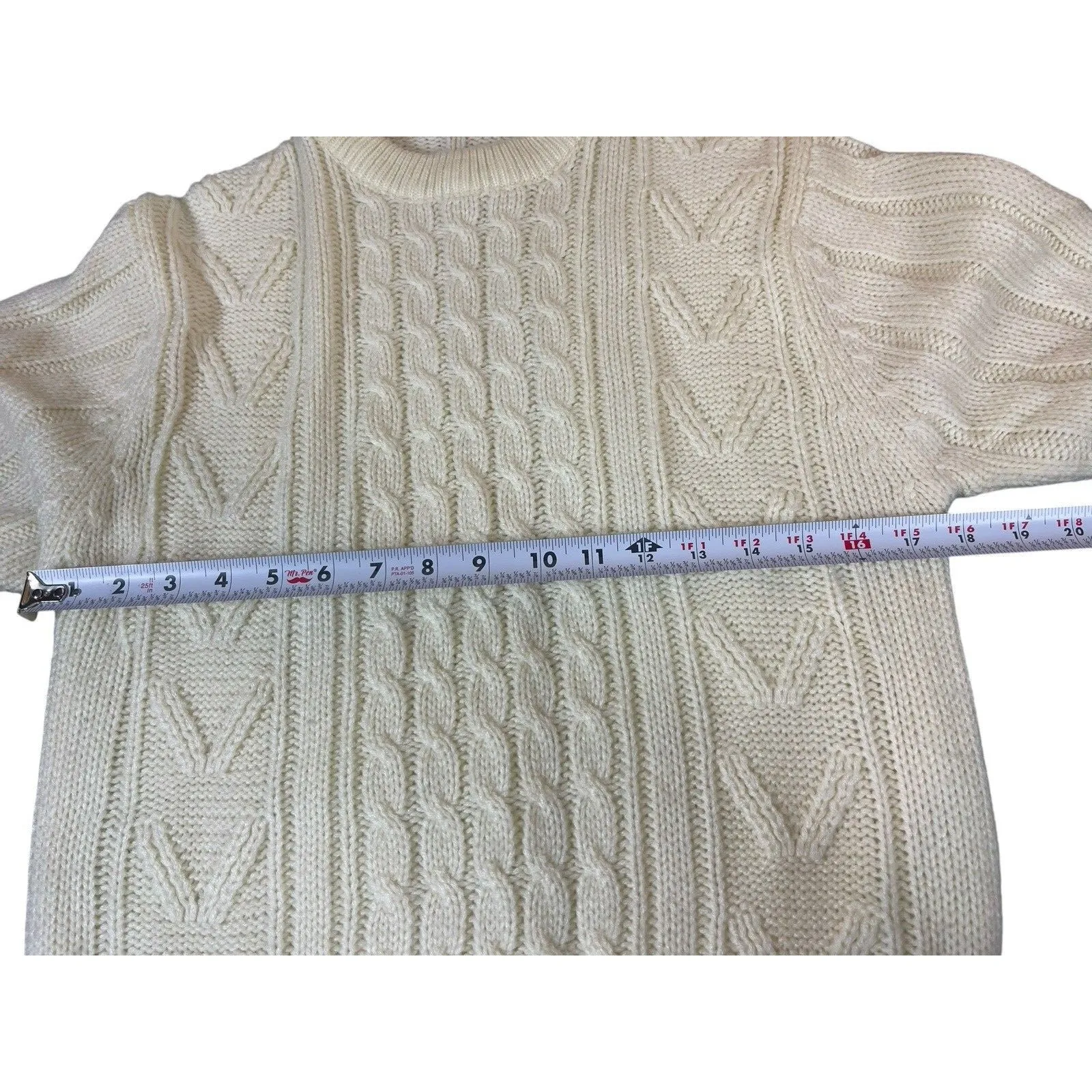 Ivory Knit Sweater Women’s Small Cream Aran Style Old Money Preppy - Image 8