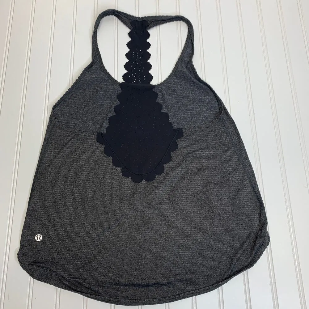 Lululemon 105 F Singlet Tank Top Womens 4 6 Black Gray Racerback Scalloped - Image 6