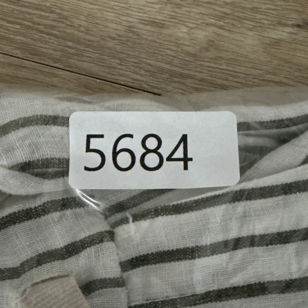 Unbranded Pants Womens Medium White Gray Striped Linen Casual Coastal Minimalist - Image 9