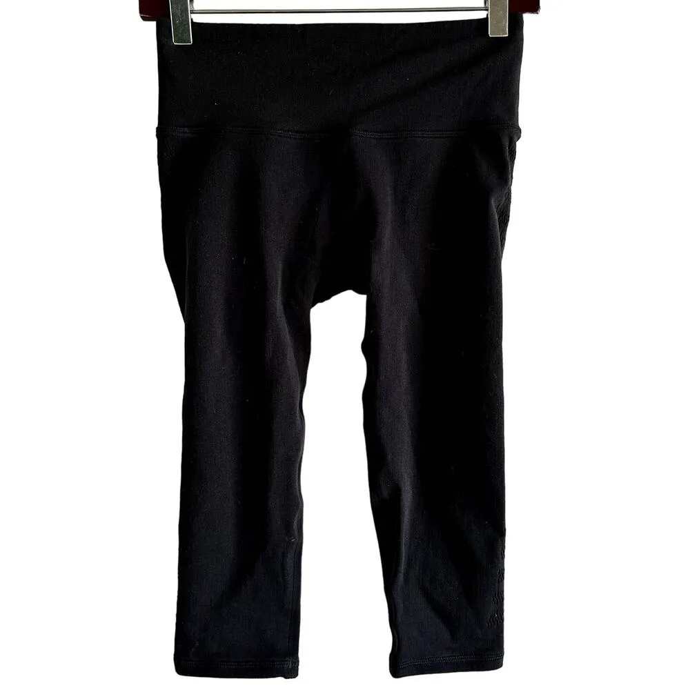 Lululemon Reveal Crop 17" Leggings Stripes Mesh Athletic Stretch Yoga Black 6 - Image 2