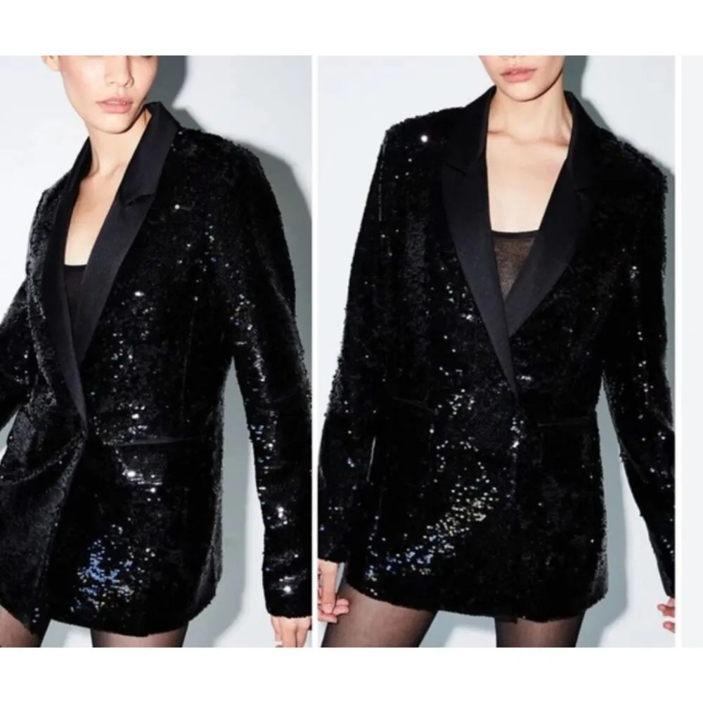 ANINE BING  Ace Sequined Blazer Black - Image 4