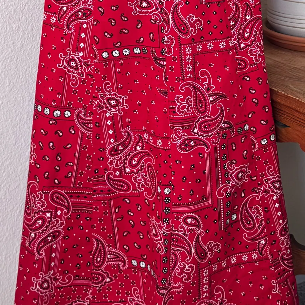 Vintage Red‎ Bandana Print Halter Maxi Dress M – Western Boho Y2K Red Size M - Image 5