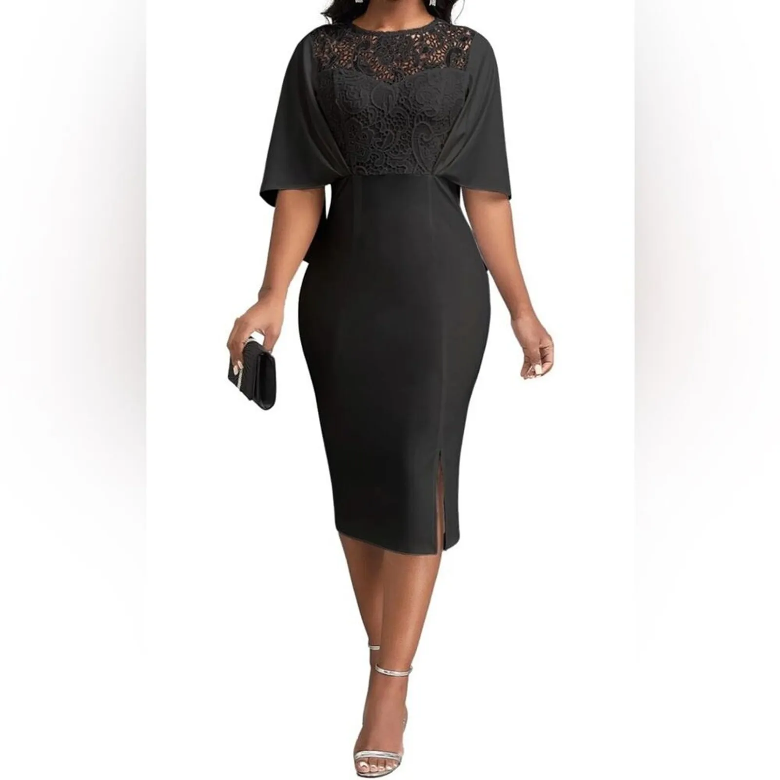 Brand: MOJICK
3.9
Vintage Dress for Women Elegant Bodycon Short‎ Sleeve Party Black Size L - Image 4