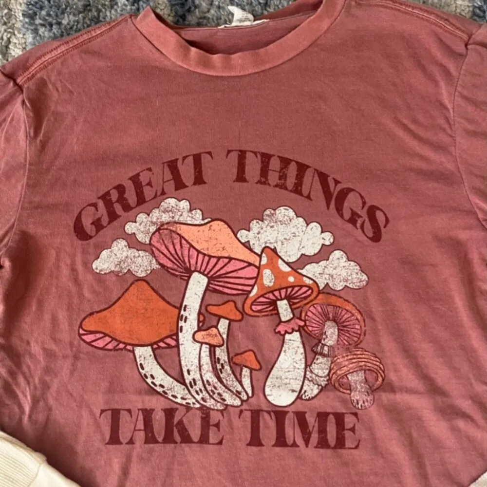 Mushroom Full Tilt Long Sleeve "Great Things Take Time" Women's Size S - Image 3