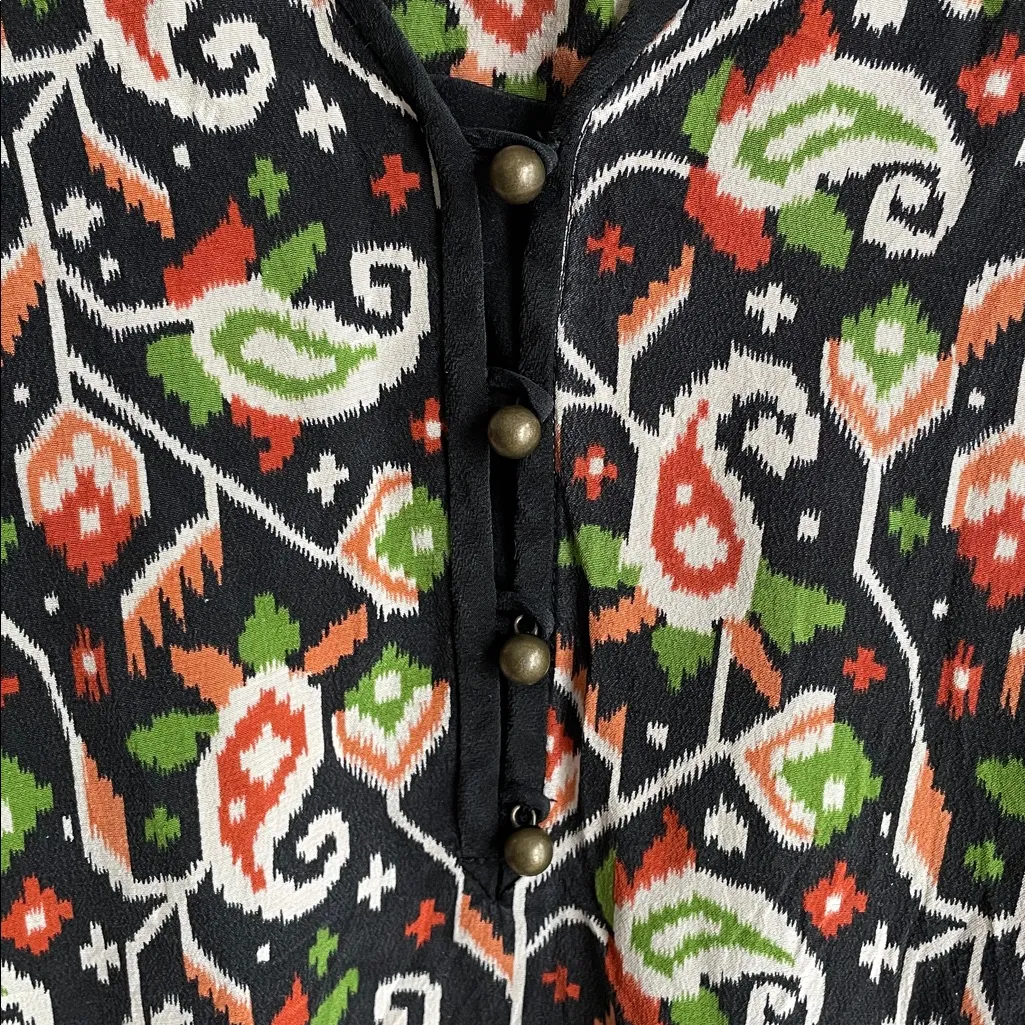 Veronica Beard Venice Tassel Tie Waist Paisley V-Neck Silk Mini Dress - Image 9