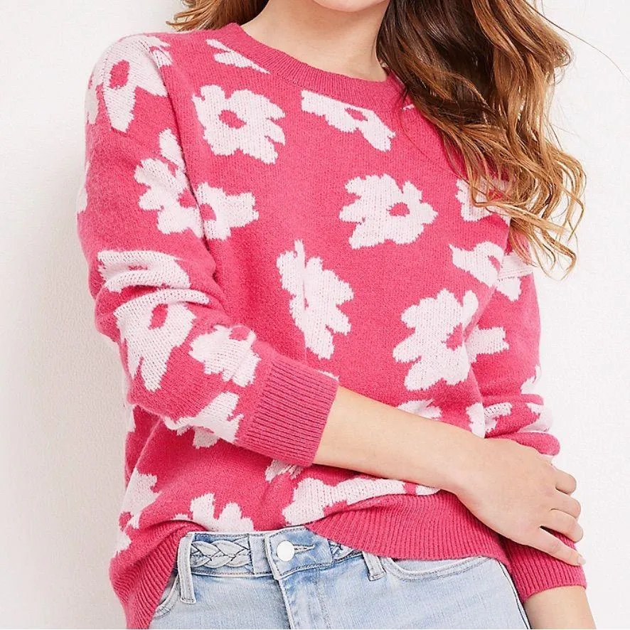 Maurices Pink Floral Jacquard Sweater - Image 2