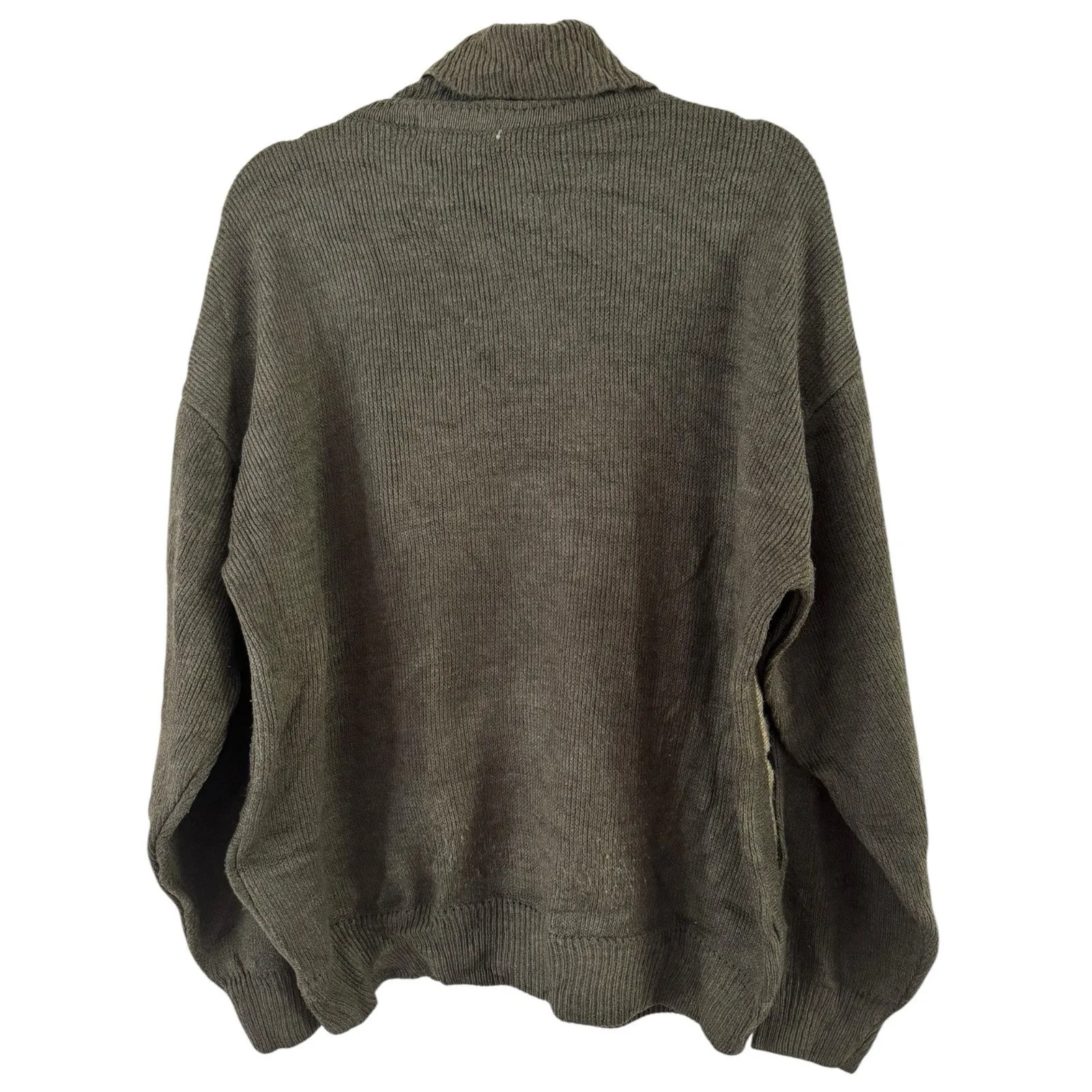 Other Sweat Green Vintage 3D Knit Turtleneck Sweater Womans Size Large Retro Dad - Image 2