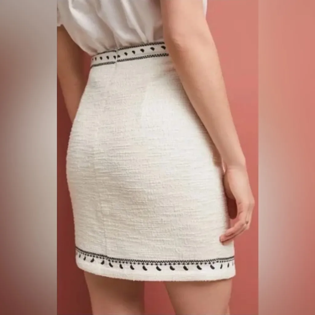 Anthropologie x Dolan Left‎ Coast Tulley Embroidered Textured Mini Skirt Size 2X Black - Image 7