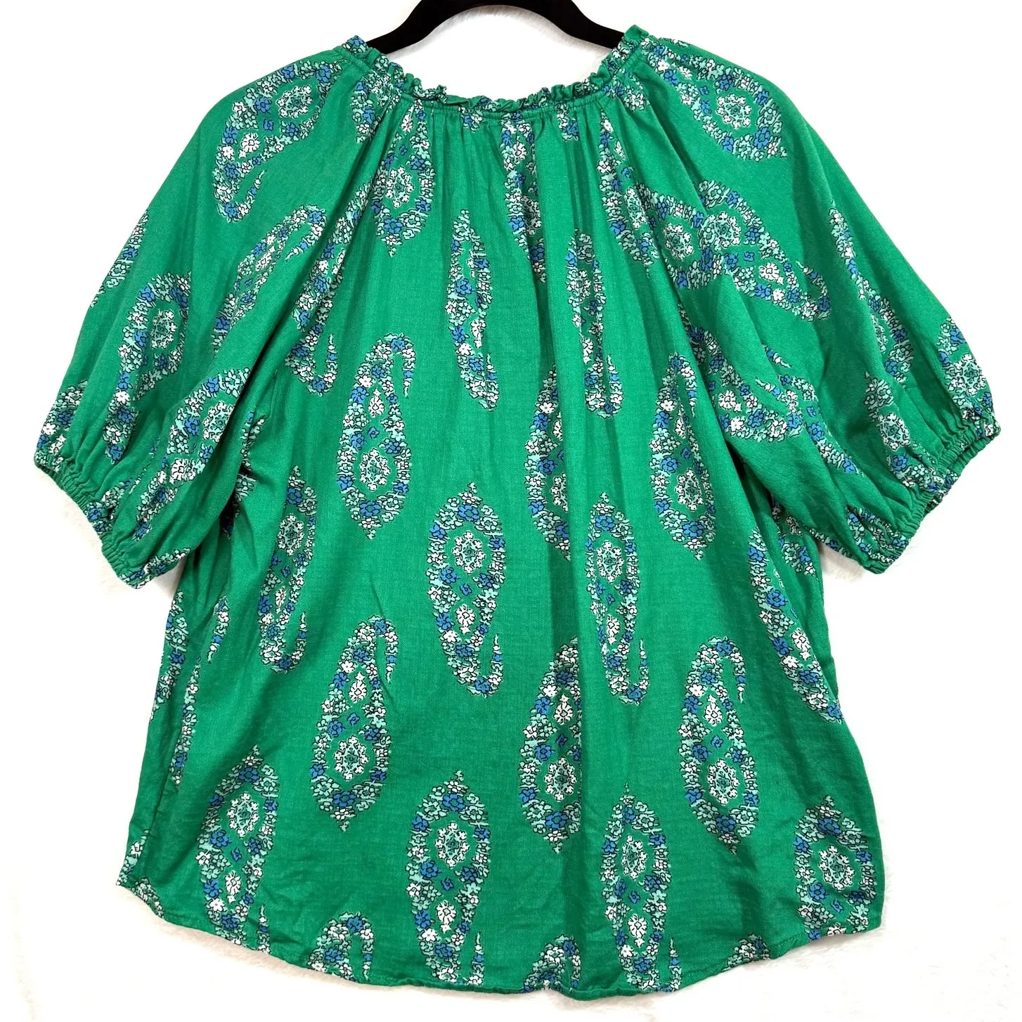 Knox Rose S Green‎ Paisley Peasant Top Boho Floral Puff Sleeve Cottagecore - Image 3