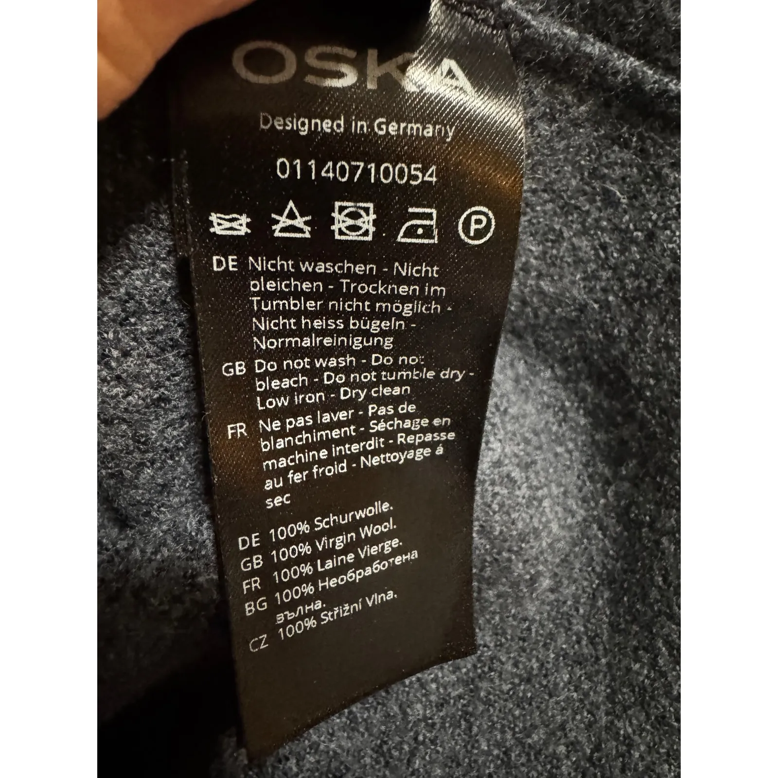 Oska Germany Virgin Wool Draped Collar Coat Blue Gray Size 2 M/L Size L - Image 6