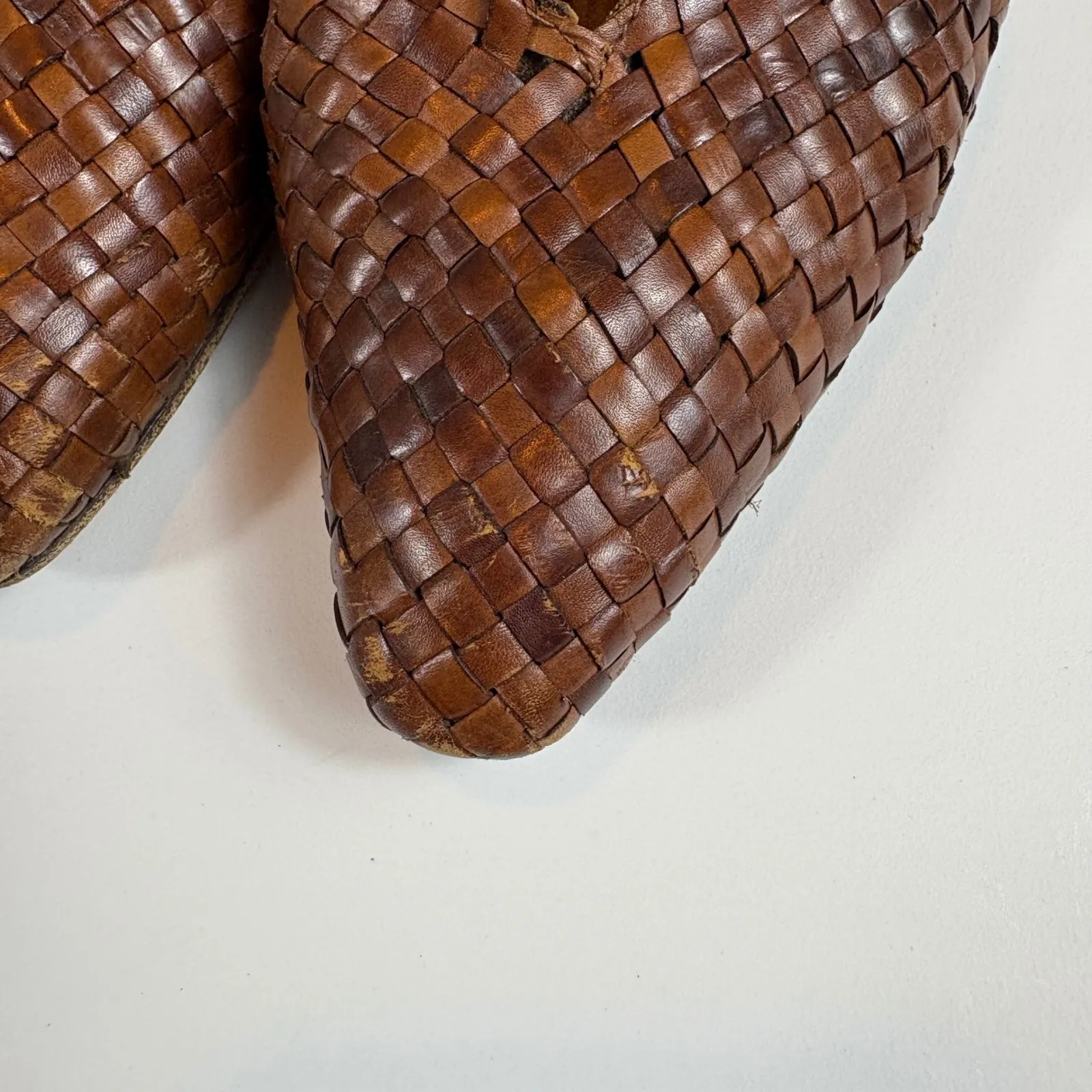 Vintage Sesto‎ Meucci Woven Leather Pointed Toe Heels Made in Italy 5.5 - Image 9